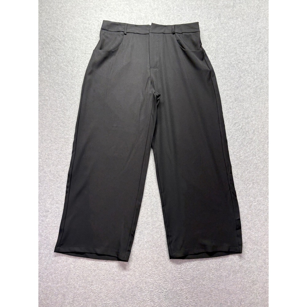 SHEIN Black Wide Leg Pants Elastic Back Zip Fly Trousers 1XL 25601012